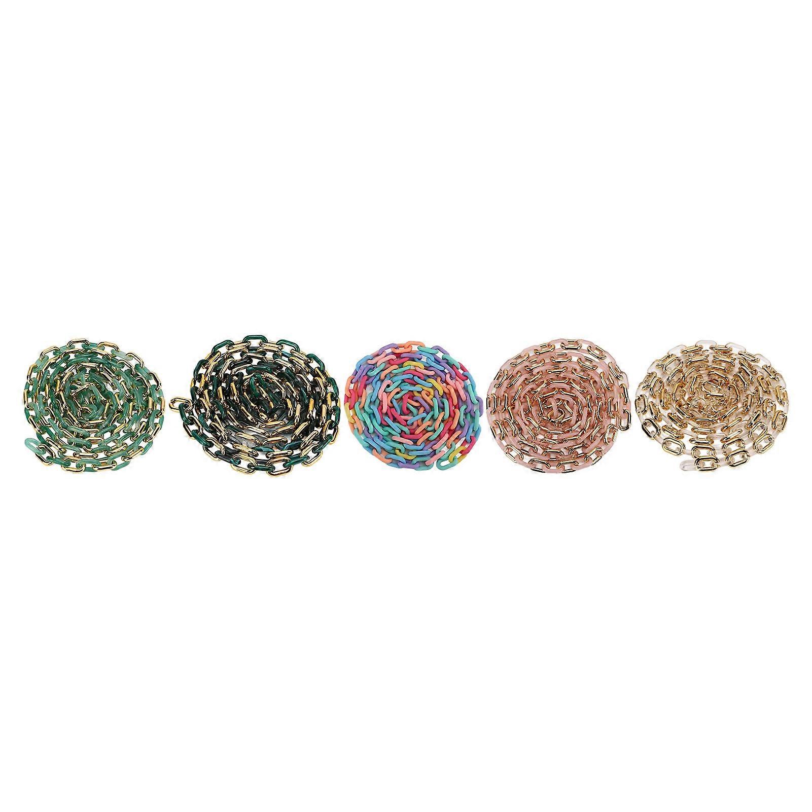 5Pcs Acrylic Link Chains Sturdy Durable Acrylic Mixed Color Vivid Colors Widely Used Plastic Curb Chain for Wallet Bag