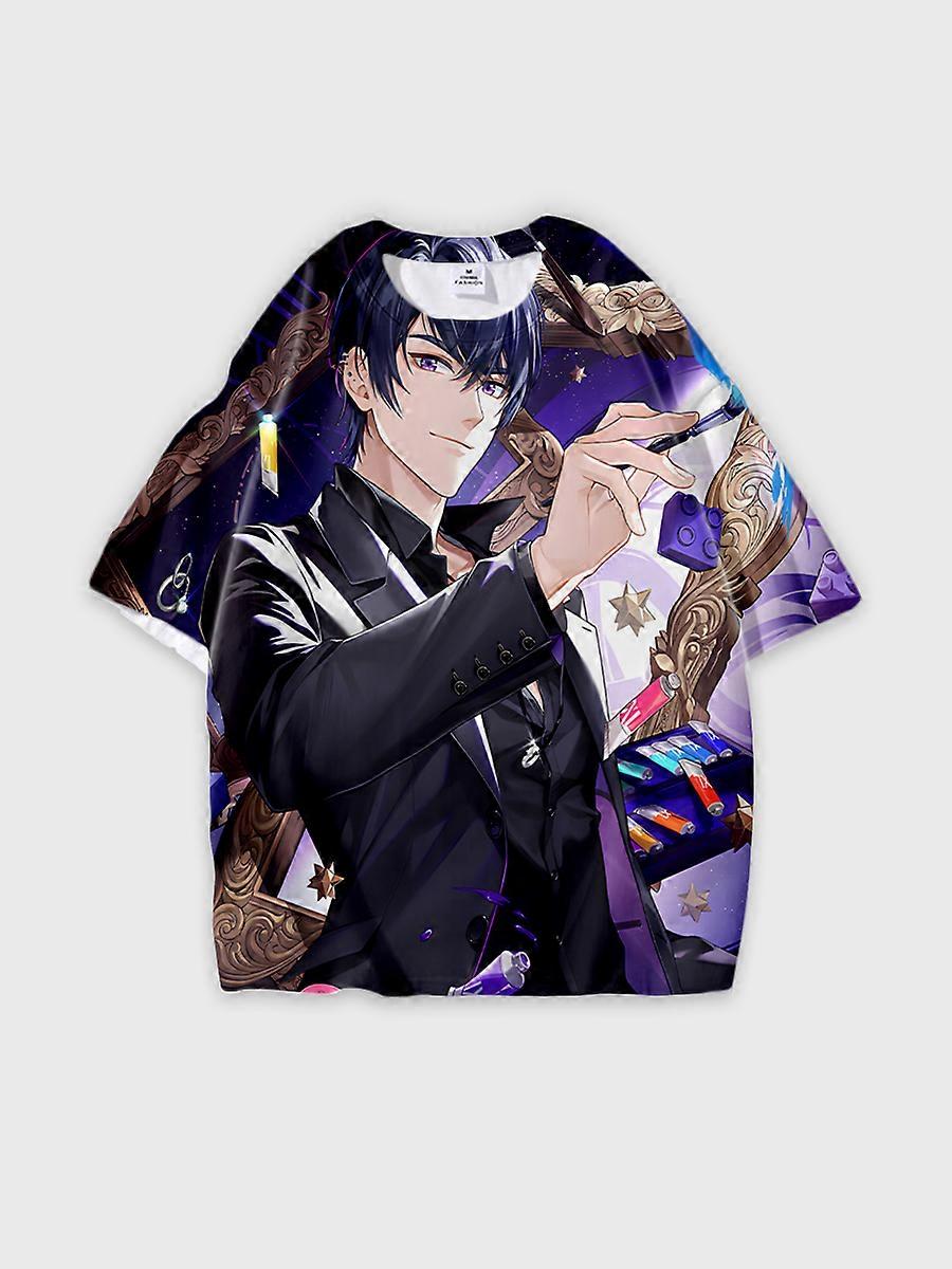 T-shirt round neck Role Pattern loose short sleeve E2199