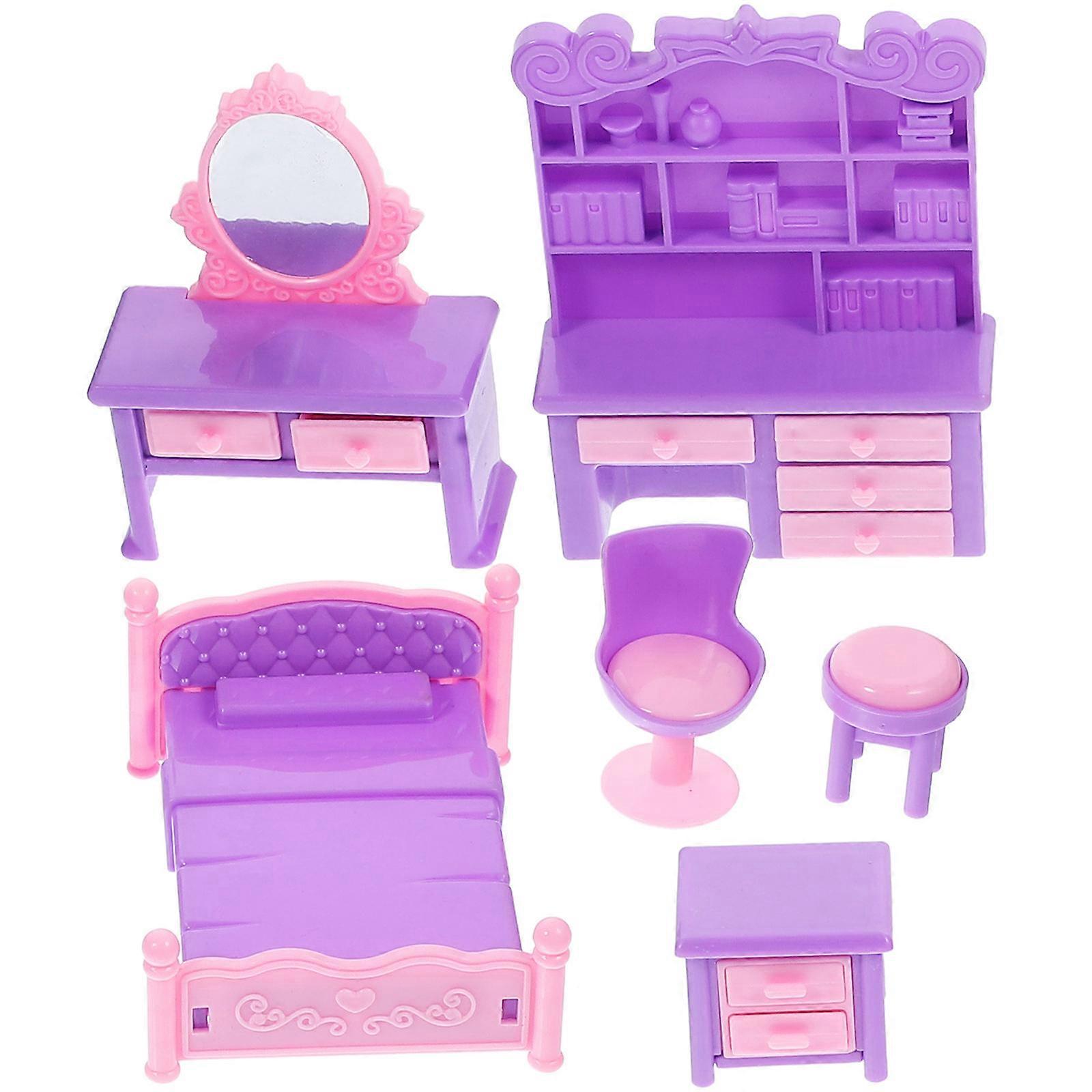 Dollhouse Mini Cabinet Set Simulation Furniture for Children New Year Celebration Purple Color 1 Set Beautifully Crafted