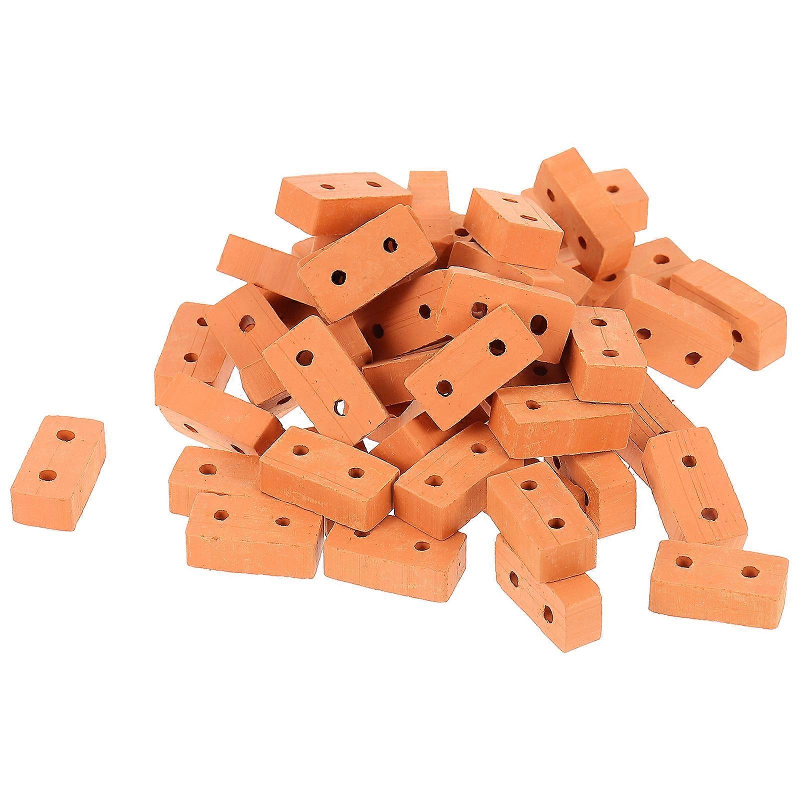 Real Mini Bricks 50Pcs Miniature Brick Models Useful For DIY Fairy Garden Decoration With Red Color And Rectangular Shape