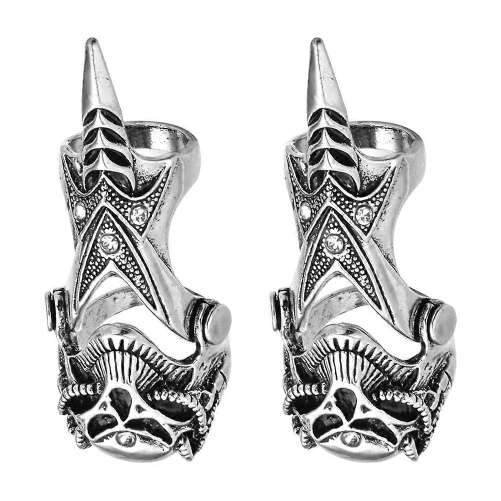 Crâne à la mode Nail Rings Double Pack Chic Design Manucure Props 2Pcs