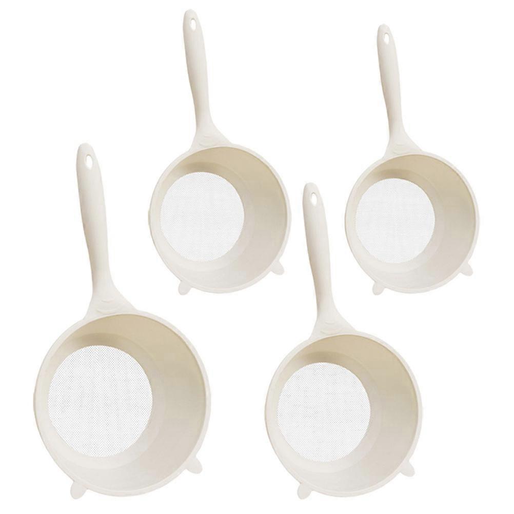 Beige Plastic Mesh Strainer Basket for Kitchen Use with Nonslip Handle and Large Capacity PP Material 1 Set