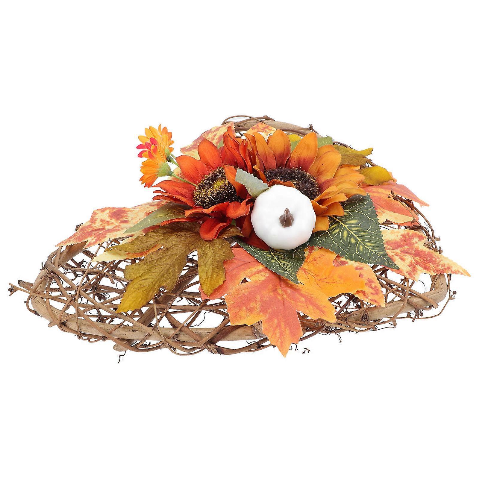 Artificial Wreath for Decor with Plastic Material in Orange Color 1Pc