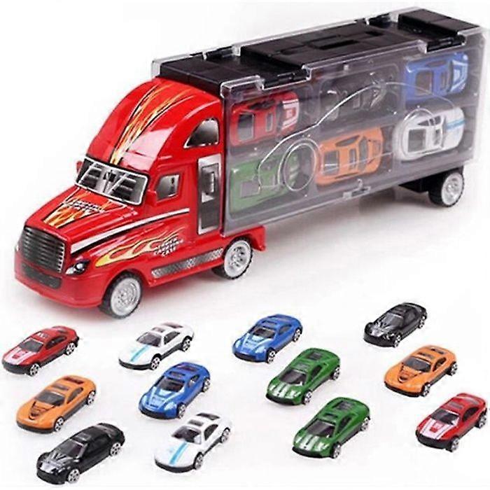 צעצוע מוביל לרכב - SIFREE - משאית ו-12 מכוניות - סגסוגת - אפור - בן 3 שנים