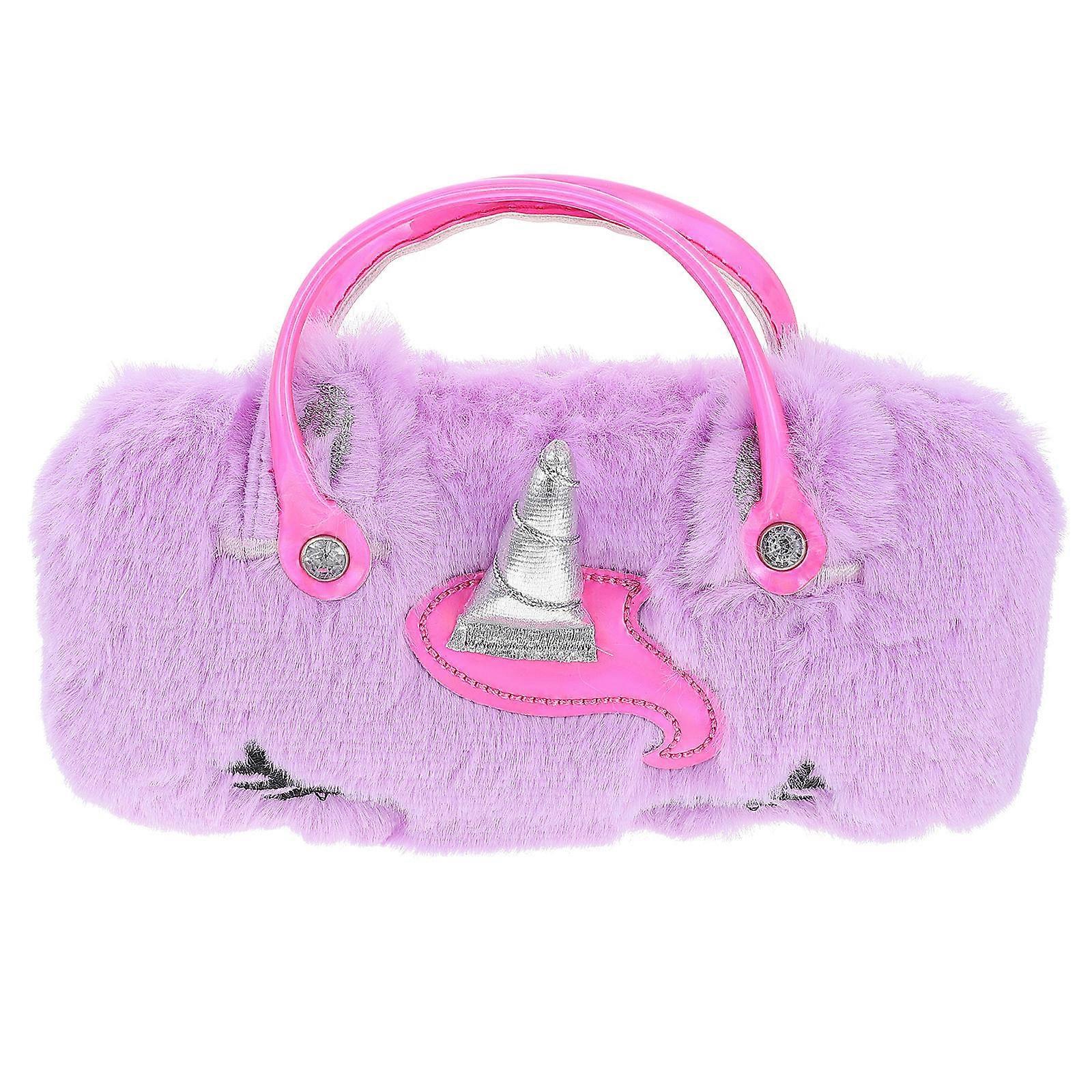 Cartoon Child Eyeglasses Organizer Plush Glasses Box For Children Daily Use 16X7CM Violet Scratch Prevention 1Pcs