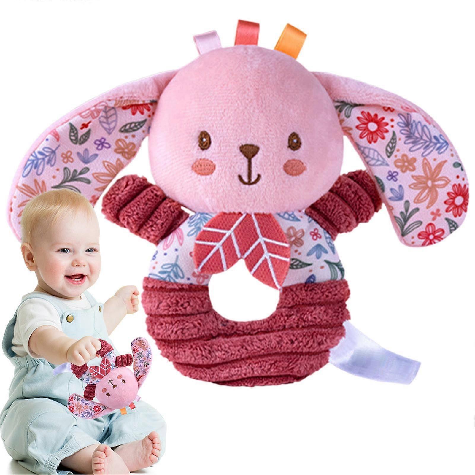 Rabbit Plush Rattle, Safe Soft Stuffed Toy for Babies