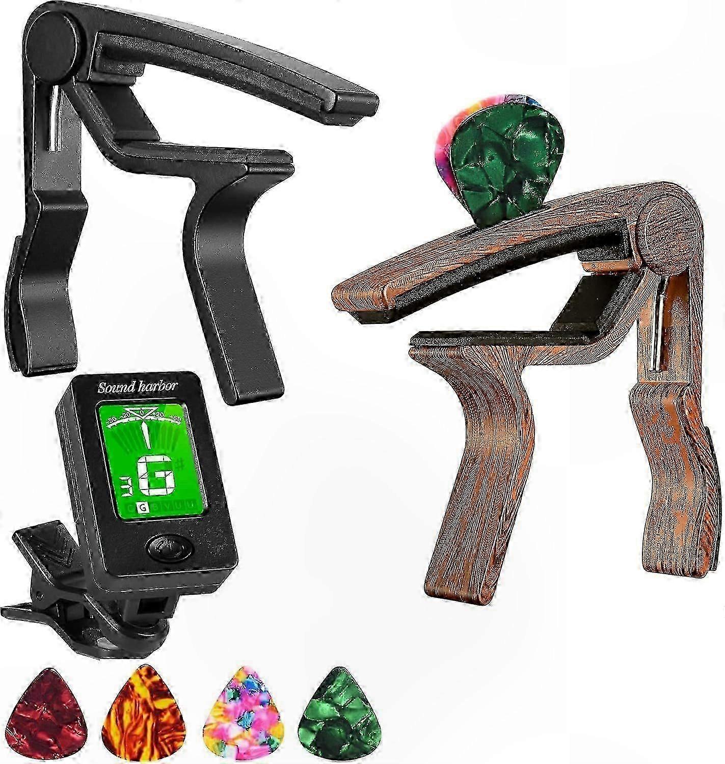 Clip-On Tuner for Guitar with Pick Holder, Essential Guitar Accessories for Tuning and Performance