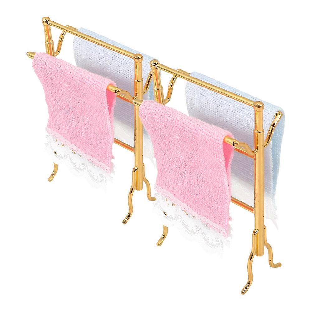 2 Sets Mini Towel Rack for Dollhouse Bathroom Display – Realistic Storage Accessory to Boost Creativity and Imagination