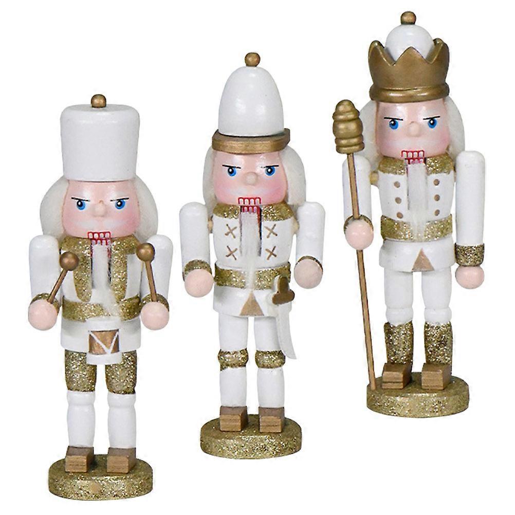 Wood Nutcracker 3Pcs Decorations For Home Or Party Celebrations In Attractive Multi Color Design