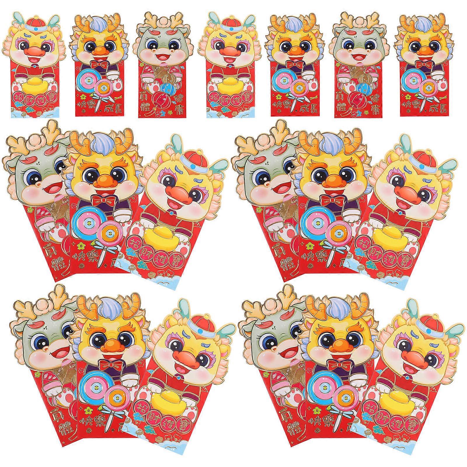 Lunar New Year Gift Bags with Blessing Words for Home Use Assorted Color Paper Envelopes Safe and Sturdy 36 Pieces