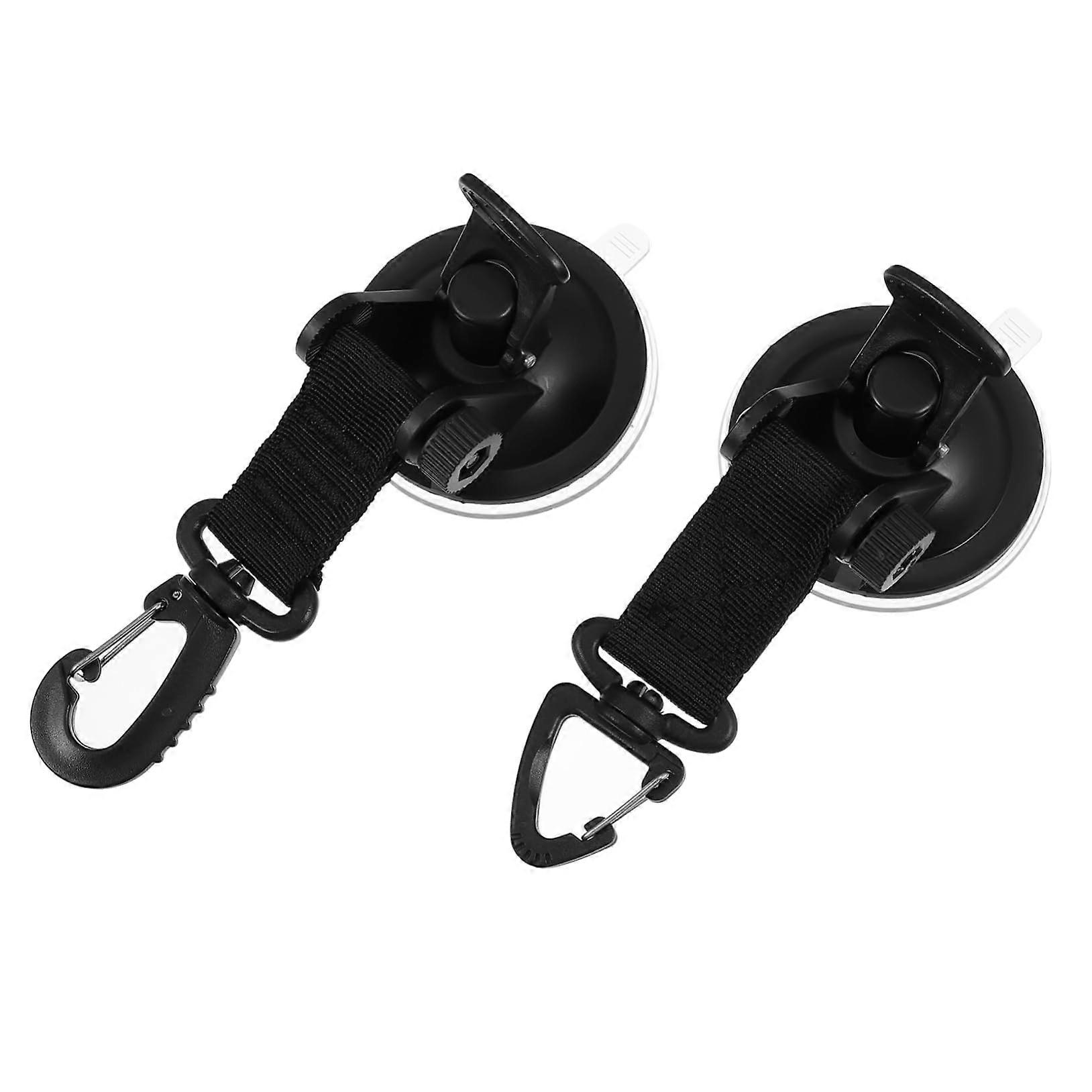 2 Pieces Suction Cup Hooks for Performance Vacuum Suction Cups for Tents, Camping, and Tarps, Rotatable Installation, Strong and Practical, Black