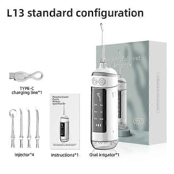 Oral Irrigator - 4 Nozzles 6 Motorized Flushing Modes 180 ml (White)