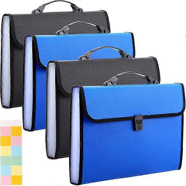 4-Pack Expanding File Organizer Folders with Handle, Portable Work Folder, Waterproof PP Folder