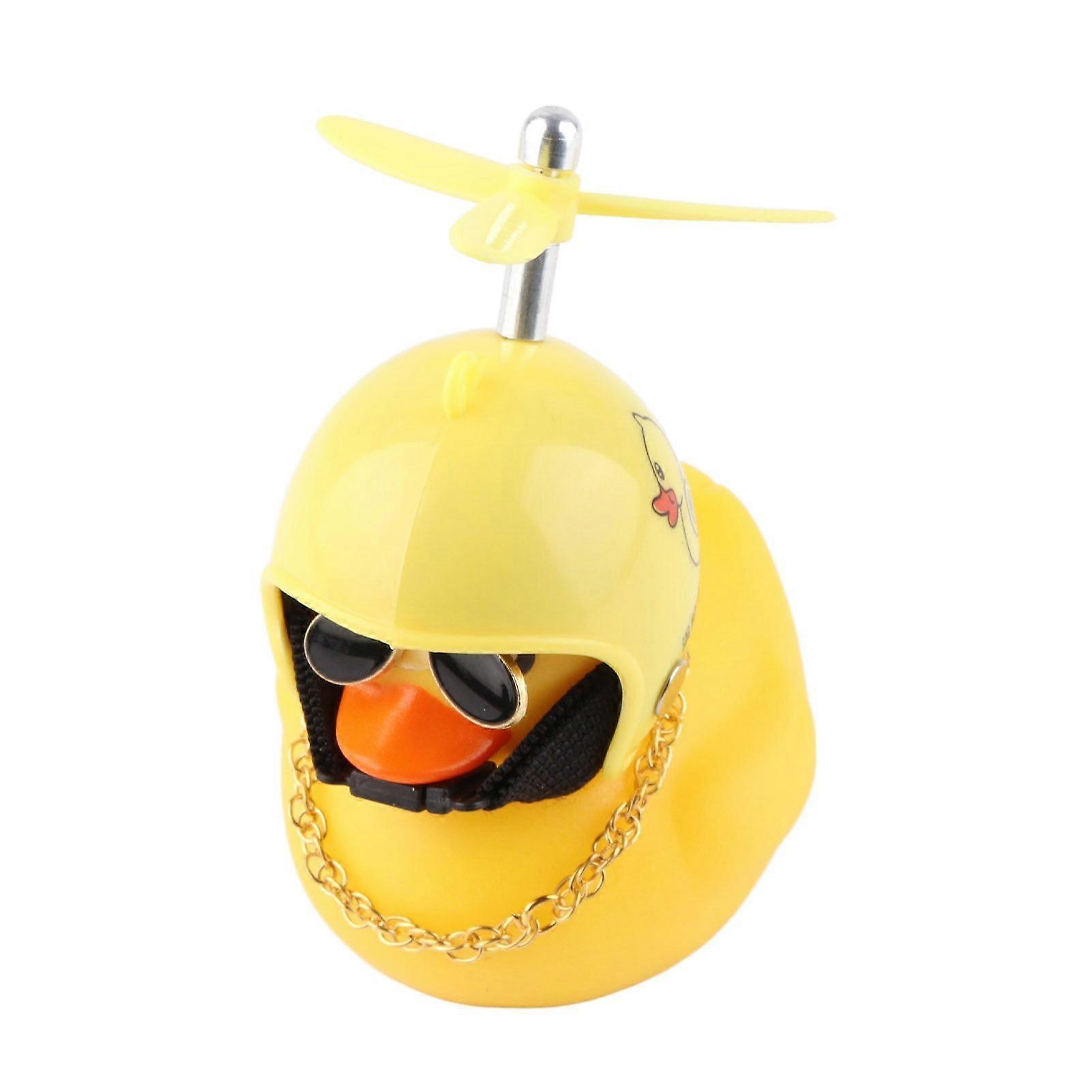 silicone duck toy with propeller helmet for car dashboard