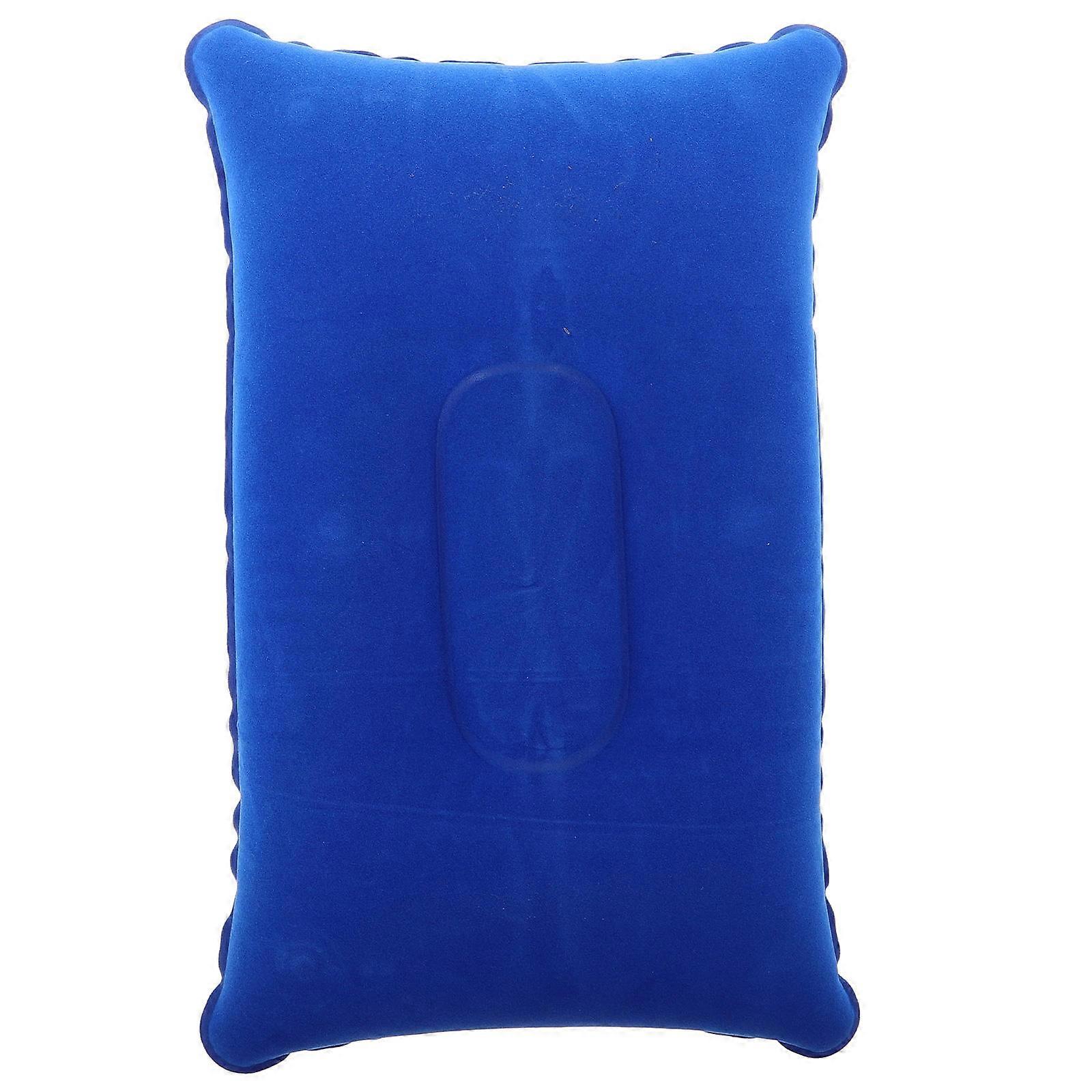 Blue Flocking Inflatable Travel Pillow for Comfortable Neck Support during Long Journeys Lightweight Compact Portable