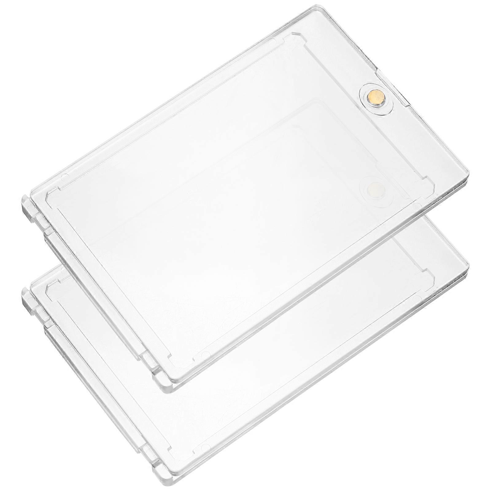 Magnetic Acrylic Card Holders for Trading & Sports Cards – Transparent Hard Protectors with Easy Open Closure, Portable Display Cases