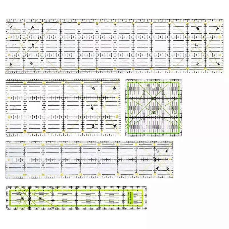 5Pcs/Set Rectangle Patchwork Quilting Drawing Simple Sewing Rulers Tailor Craft Tools