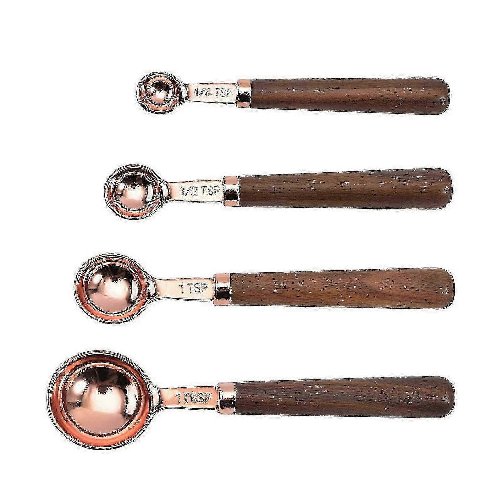 Stainless Steel Measuring Spoons with Wooden Handles - Set of 4 Edition 0724