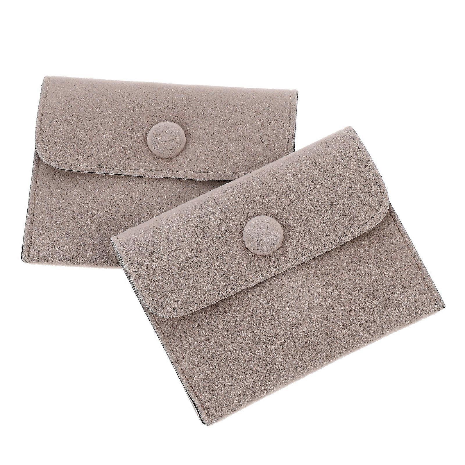 2Pcs Rectangular Jewelry Storage Pouches For Dark Brown With Snap Design Suitable For Annual Parties