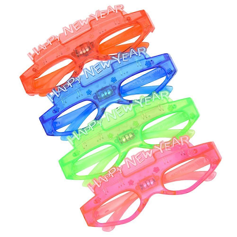 New Year LED Glasses for Party Use Made of Plastic Assorted Color Glow in Dark 4 Pieces