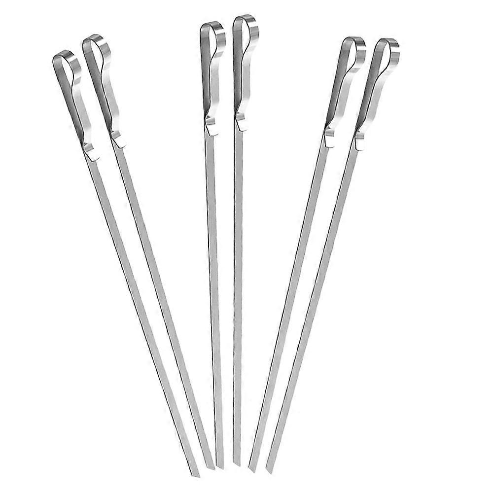 Stainless Steel BBQ Skewers for Outdoor Picnic and Barbecue Use 6pcs Reusable Silver