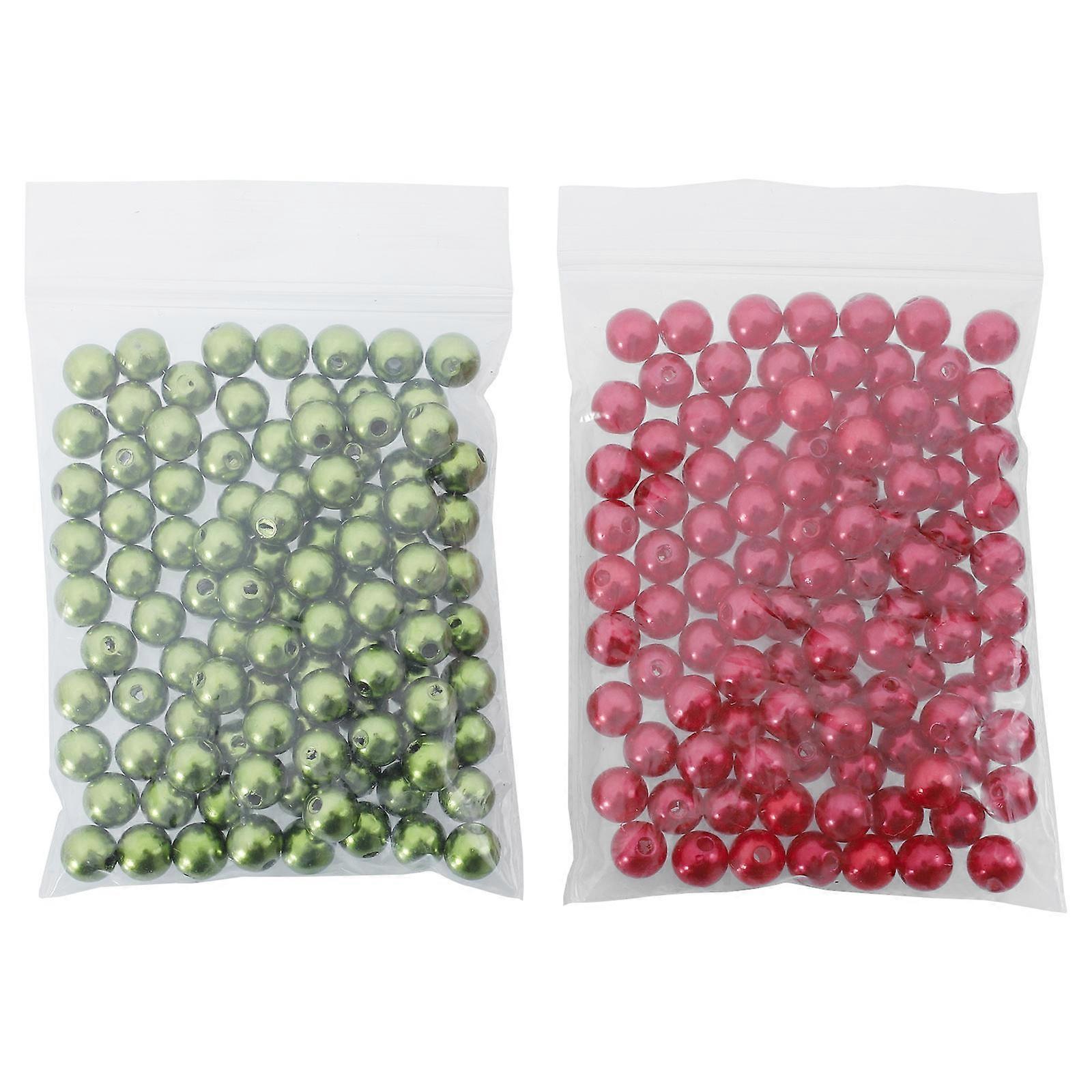 Simulation Pearl Beads 1200pcs with Hole for DIY Jewelry Making, Handmade Spacer Beads for Bracelets, Pendants, and Accessories, Green Red Loose