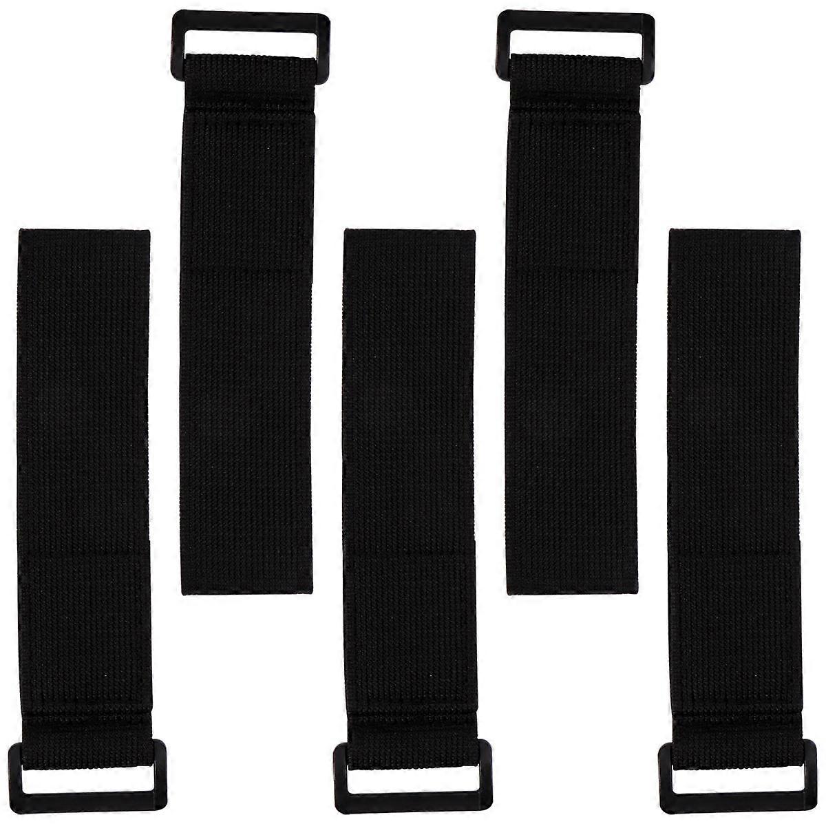 5pcs Elastic Loop Fastening Straps Heavy Duty Nylon Tie Downs with Buckle for Cable Management Home Packing Organizing Black