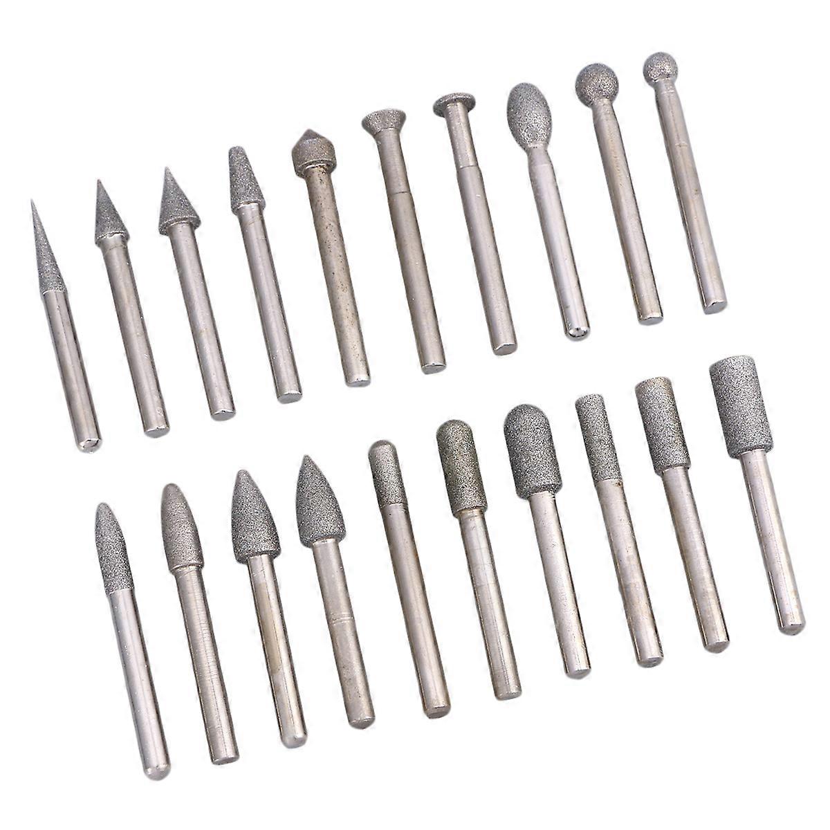 20 Piece Set of Alloy Grinding Heads for Jewelry and Stone Durable Brazed Diamond Tool Silver