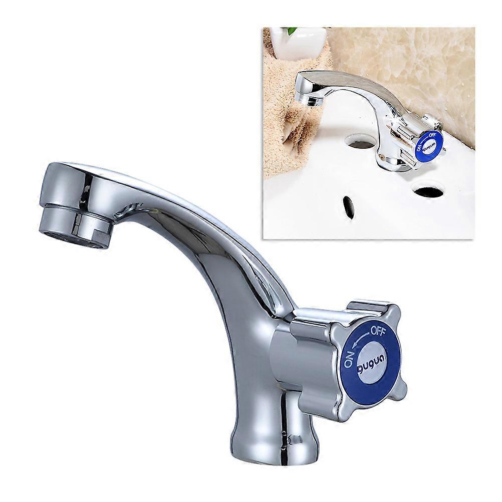 Cold Water Basin Faucet With Gravity Side Open Design For Bathroom Sink In Silver Color Made Of Copper 1Pcs