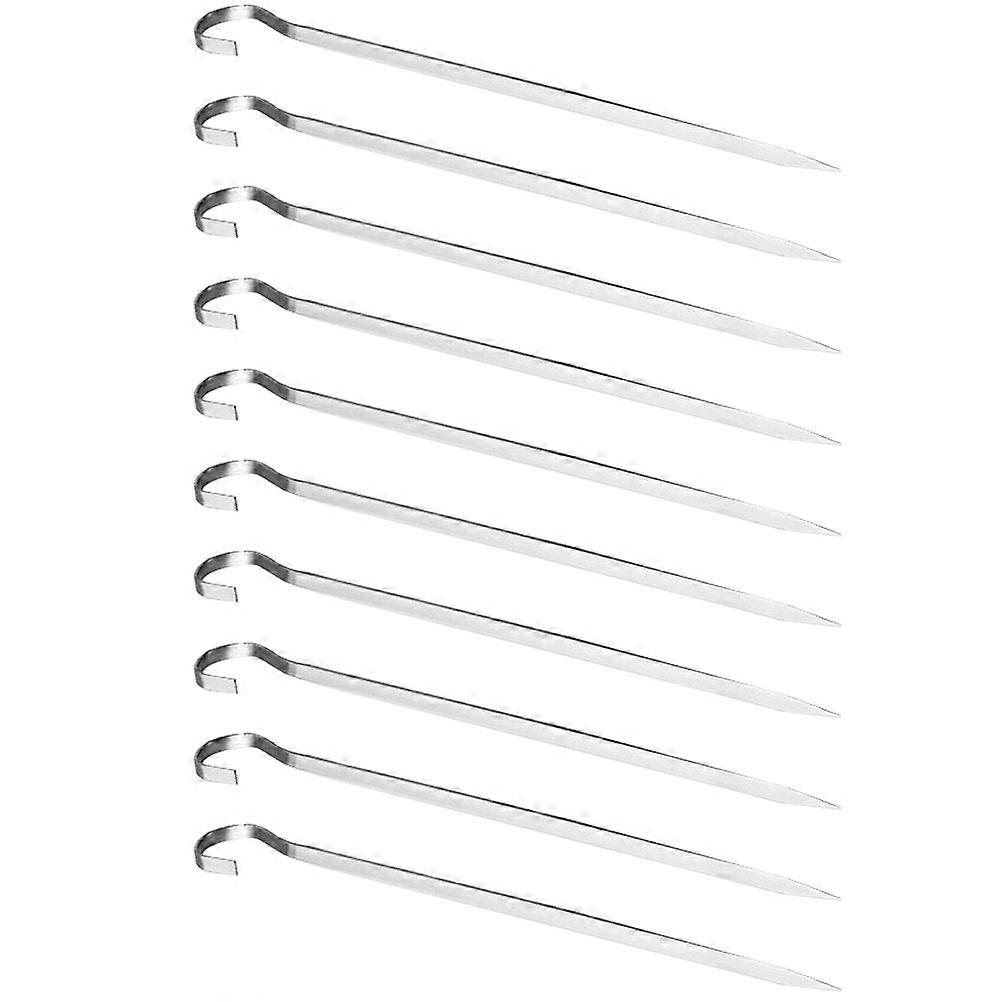 Heavy Duty Grilling Skewers Stainless Steel Barbecue Skewer For Gatherings Silver Dishwasher Safe 10Pcs