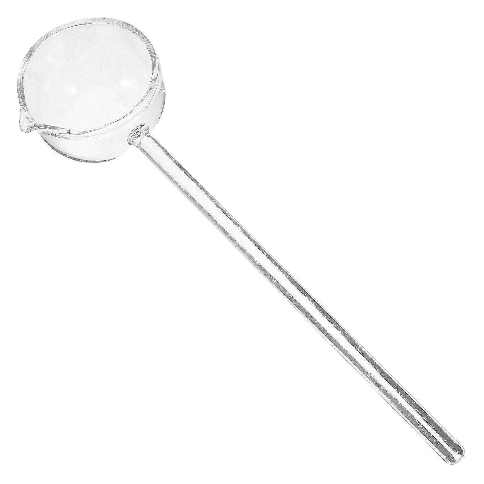 Clear Glass Spoon with Long Handle – Versatile Mixing Spoon for Coffee, Desserts, and Sauces, Angled Mouth for Precise Control and Clean Serving