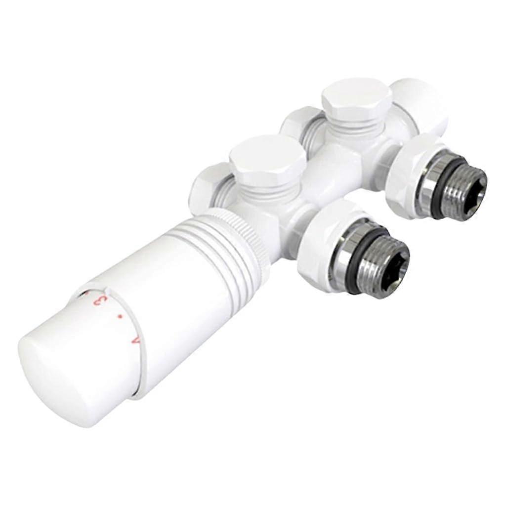 Radiator valves made of brass, anthracite, set with thermostat for a comfortable living environment, white (1)