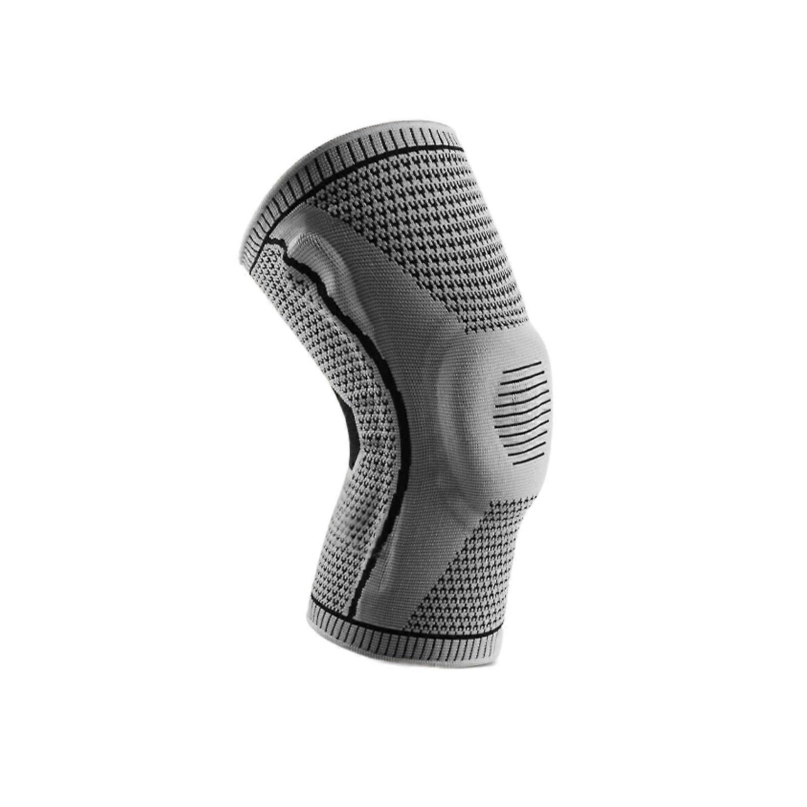 Knee Bandage Knee Brace with Patella Gel Pad, Spring Loaded Side Stabiliser, Gray, Size M for Support and Stability