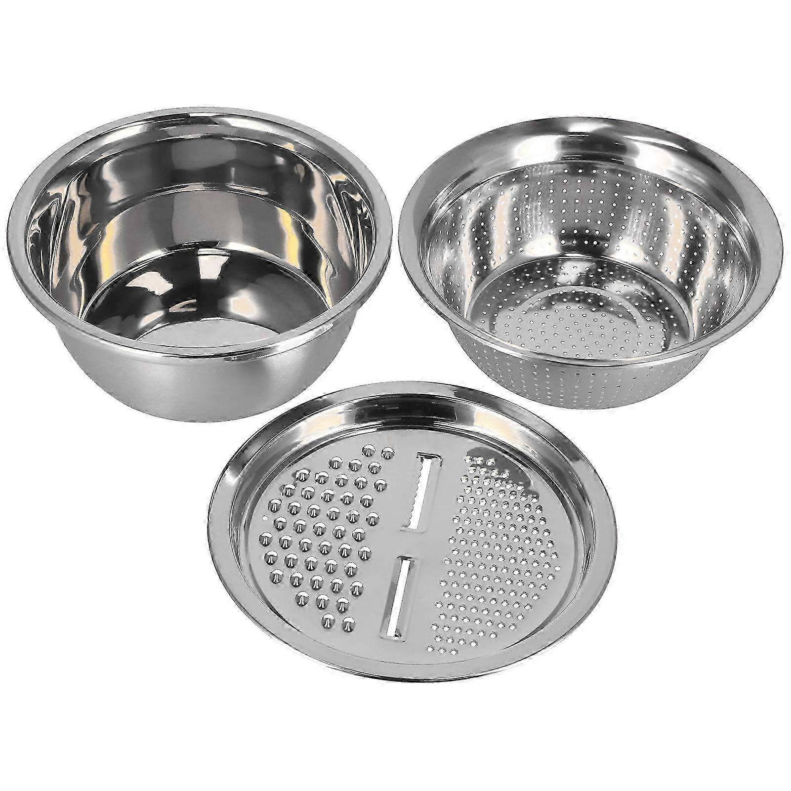 Multipurpose Water Basin Drain Basket with Vegetable Cutter & Grater - Stainless Steel Kitchen Tool for Easy Food Prep & Straining