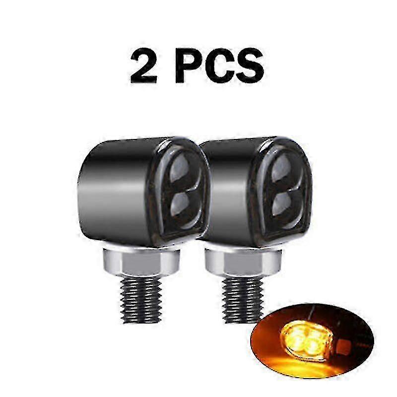 8mm Mini Led Motorcycle Turn Signal Indicator Blinker Lights Amber Flashing Light Flasher Universal For Cafe Racer Bobber 12v
