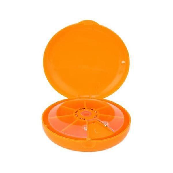 Seven Compartment Rotating Pill Box Pill Organizer Orange
