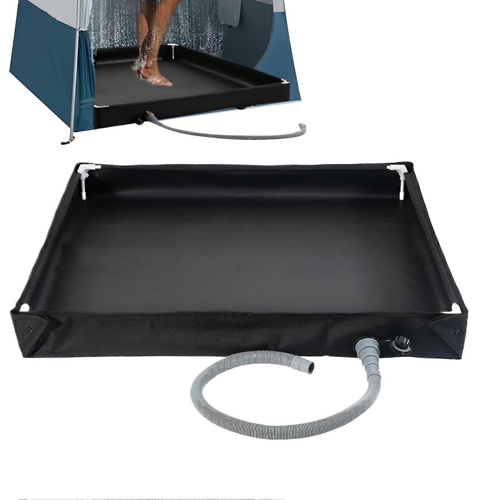 Portable Folding Shower Tray Collapsible Base with Drain Ideal for Camping, RV, Tent