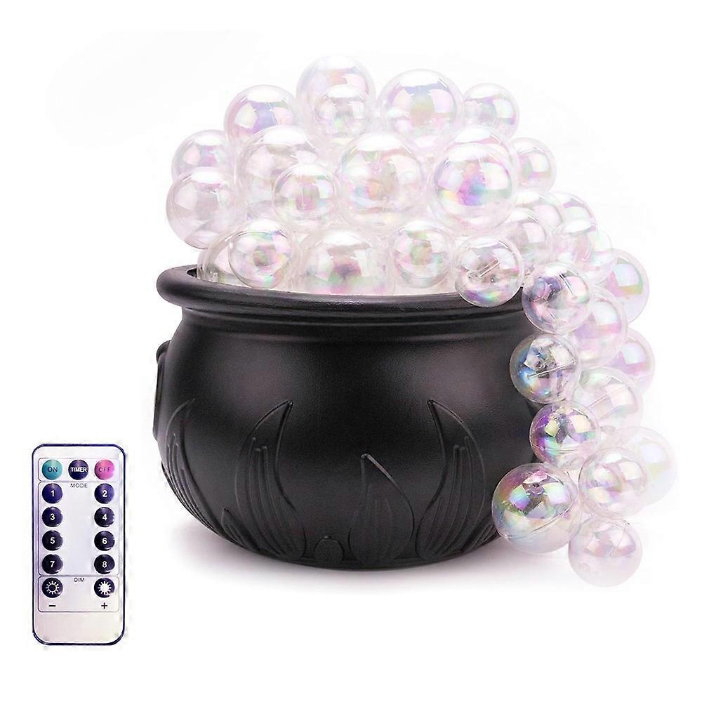 Size L Witch Cauldron 8 Modes Lighting Realistic Bubbling Pot Halloween Decoration with Remote