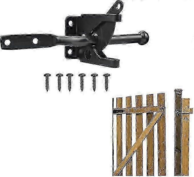 Stainless Steel Gate Latch Automatic Lever Gravity Auto Gate Latch Black with Screws for Wooden Gate and Gate Fence Gate