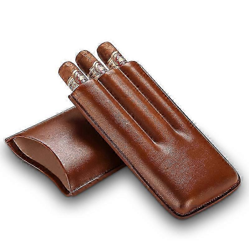 Portable Leather Cigar Case 3-Pc Travel Cigarette Set