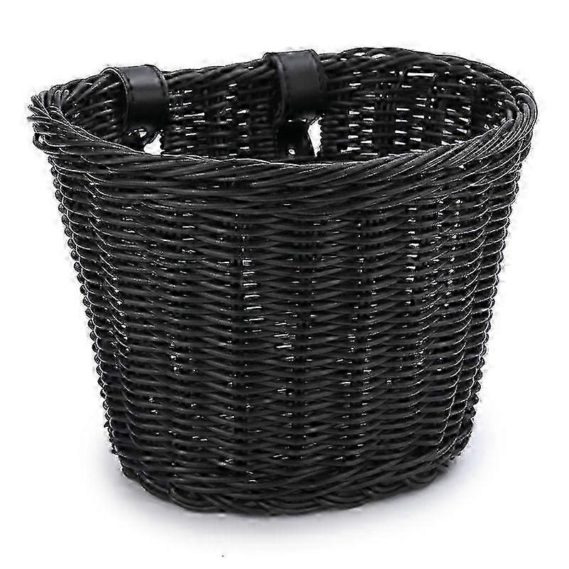 Håndvevd Plast Barnesykkelkurv - Svart Lastesykkelkurv for Barnesykler