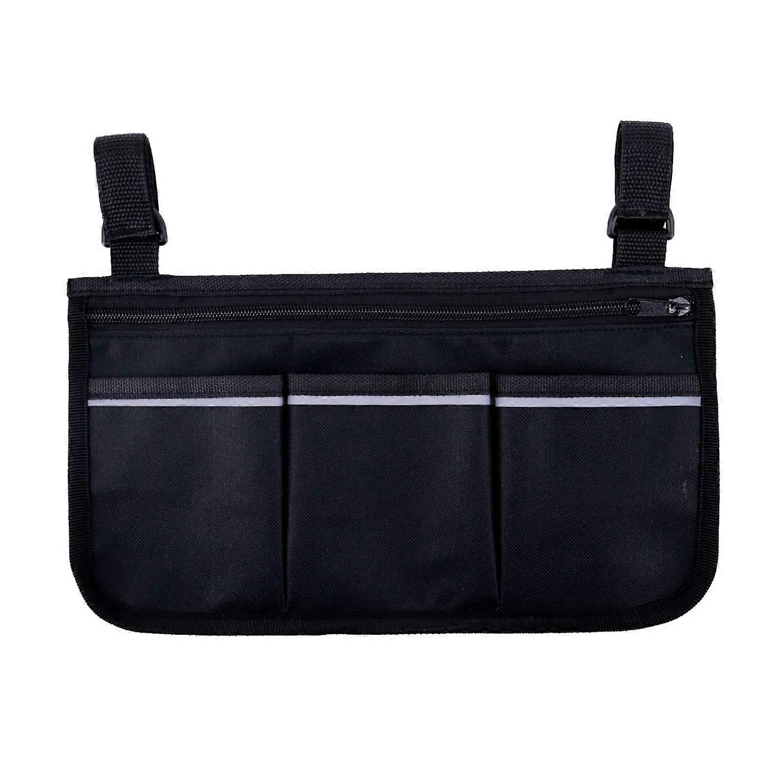 Wheelchair Bag with Pockets and Reflective Strips for Electric Wheelchairs, Armrest Side Storage Pouch, Type 1