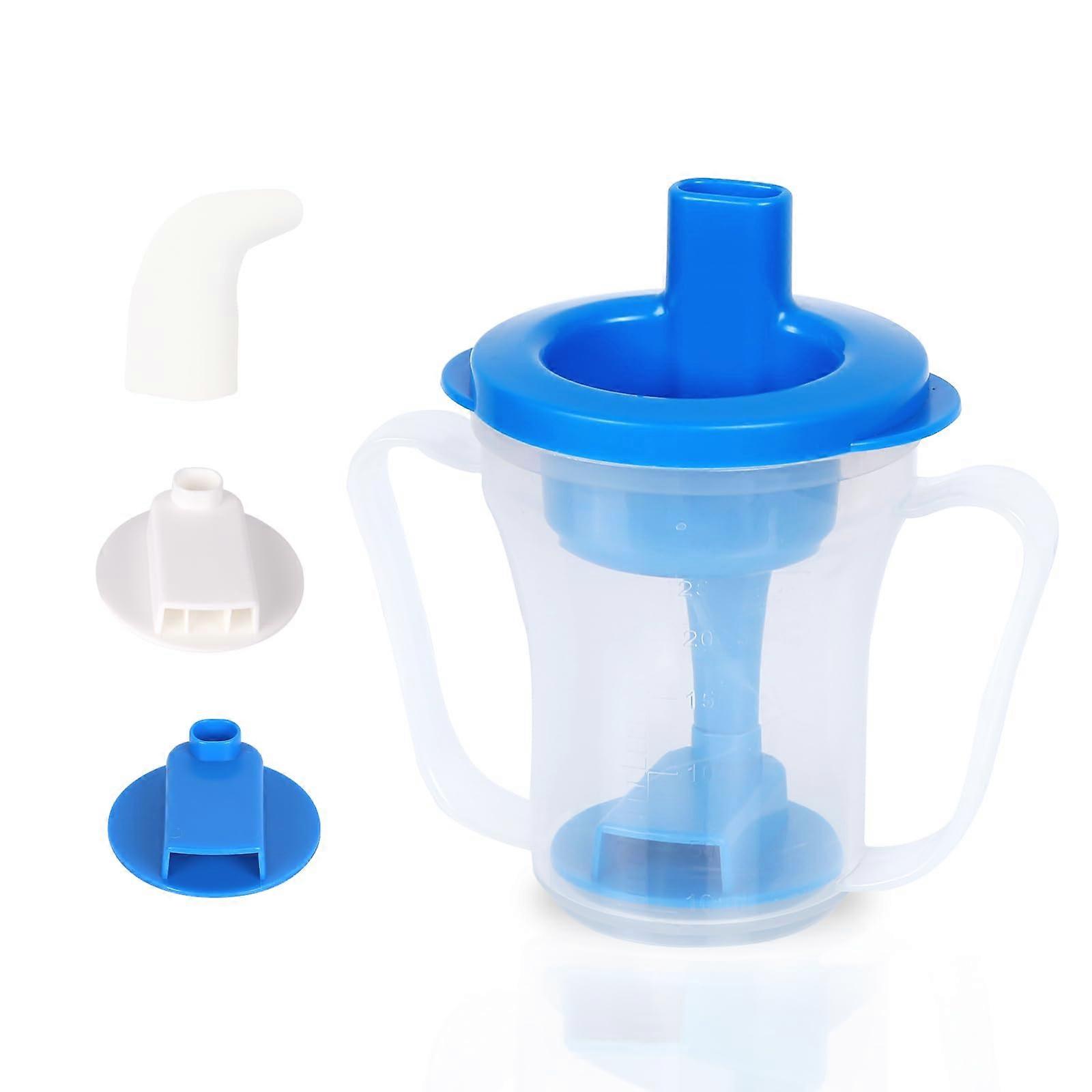 Dysphagia Regulating Drinking Cup For Elderly With Difficulty Swallowing, Dispenses 5 ml Or 10 ml, Liquids Only, Blue