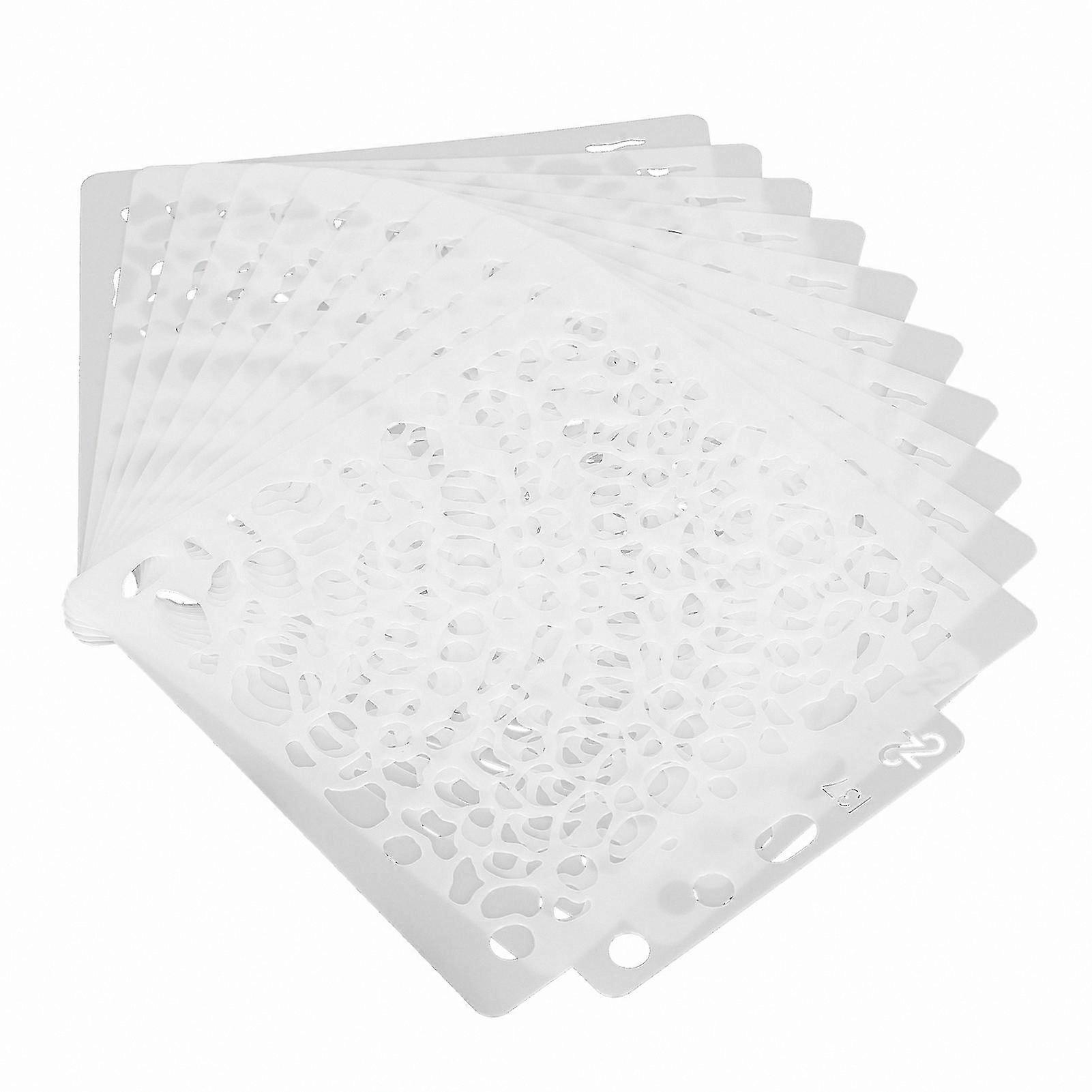 10 Pieces Reusable Stencils 14x12.8cm Hollow Art Craft Templates for Painting and Eming