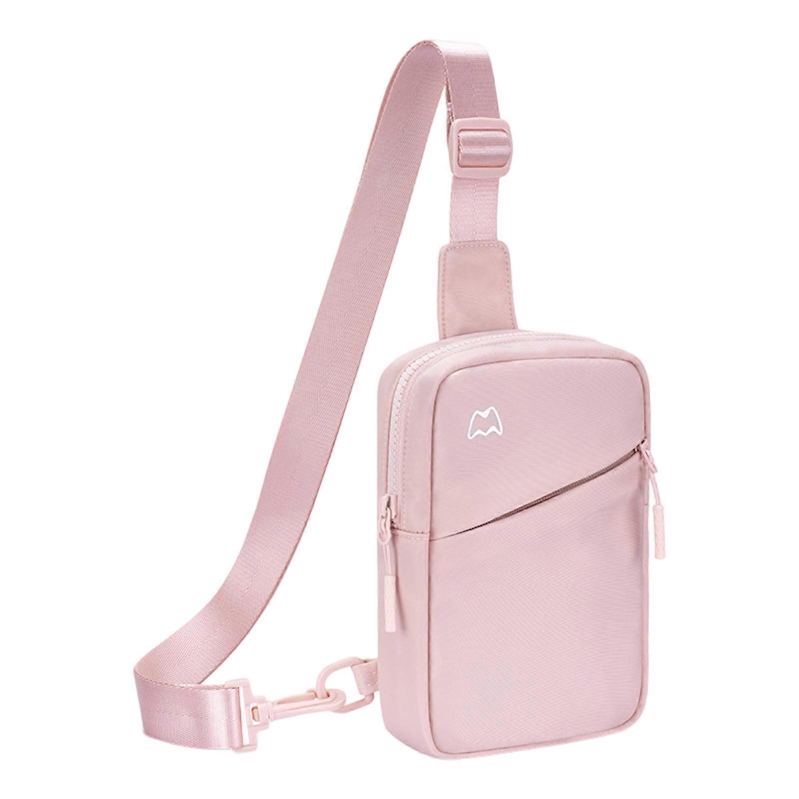 Multipurpose Crossbody Fitness Bag With Adjustable Strap And Secure Zipper Compartments For Phone Accessories  Pink