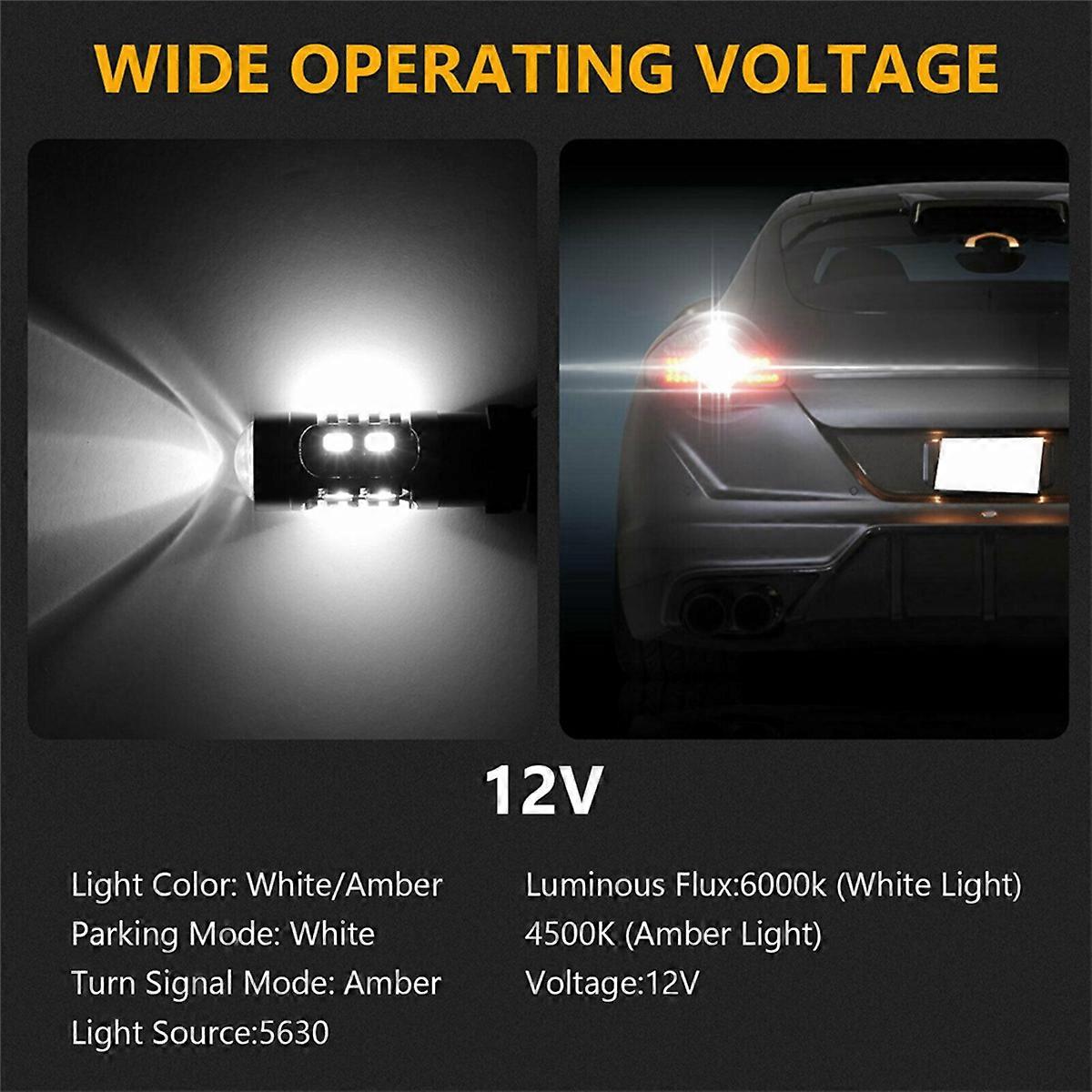 2X LED Light Dual Color Bulb 5630 20SMD Canbus Car Brake Reverse Lamp Turn Signal White Amber
