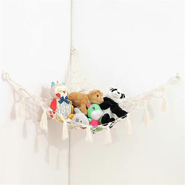 Plush Macrame Hammock with Lights, Corner Toy Hammock, Display Org