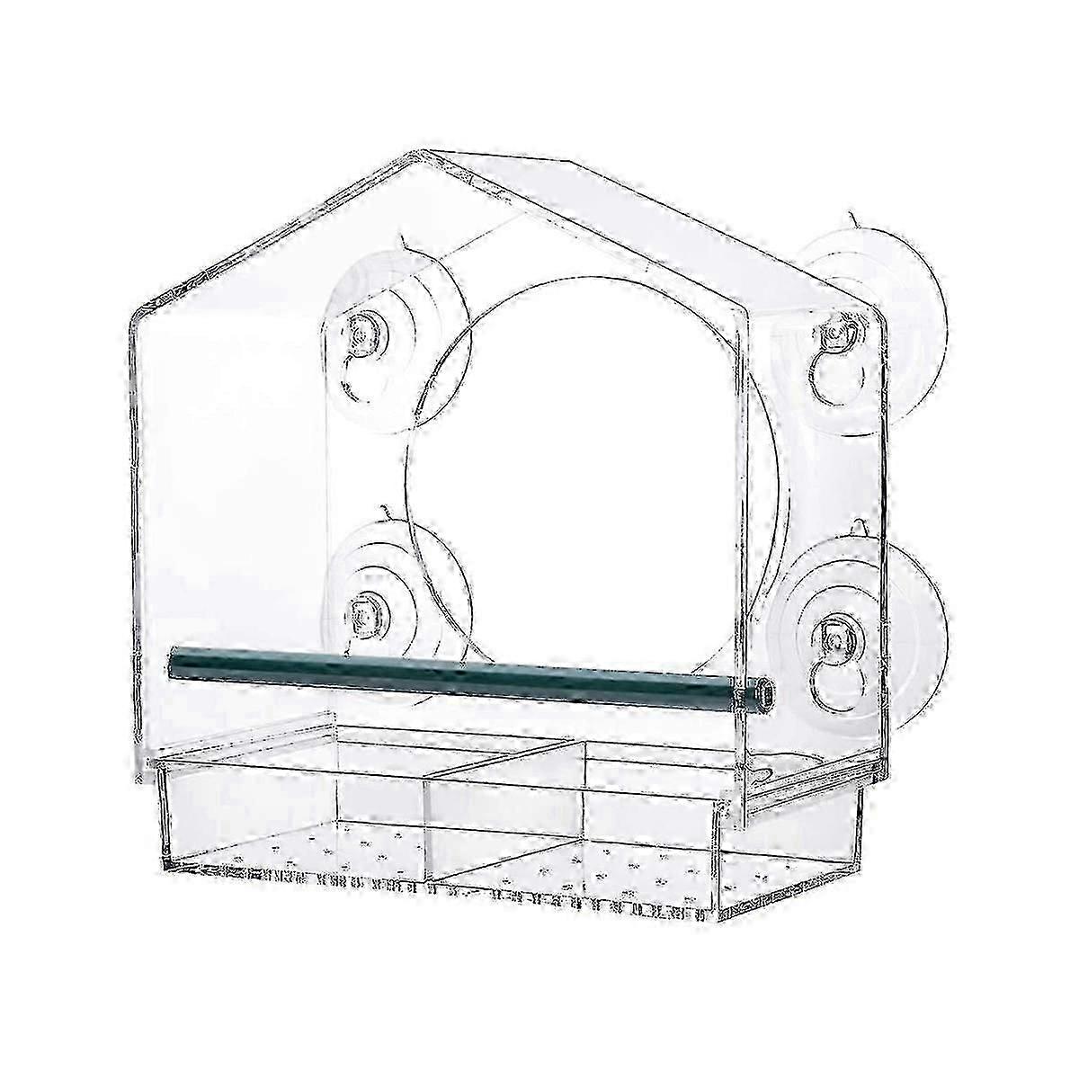 Window Bird Feeders with Strong Suction Cups - Clear Outdoor Bird House with Dual Compartments