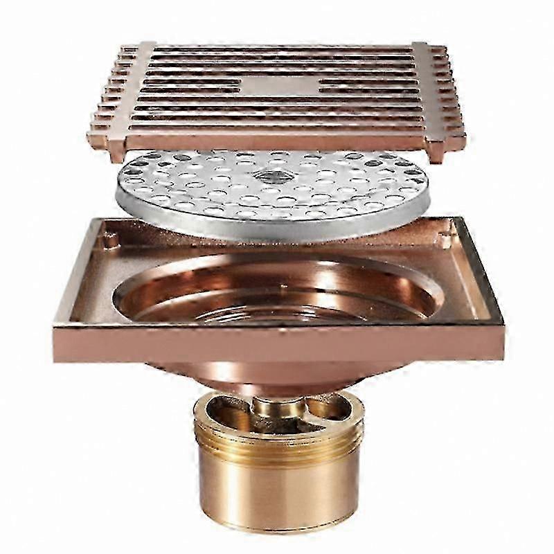Rose Gold Bathroom Floor Drain with Deodorizing Function for Shower and Toilet Use