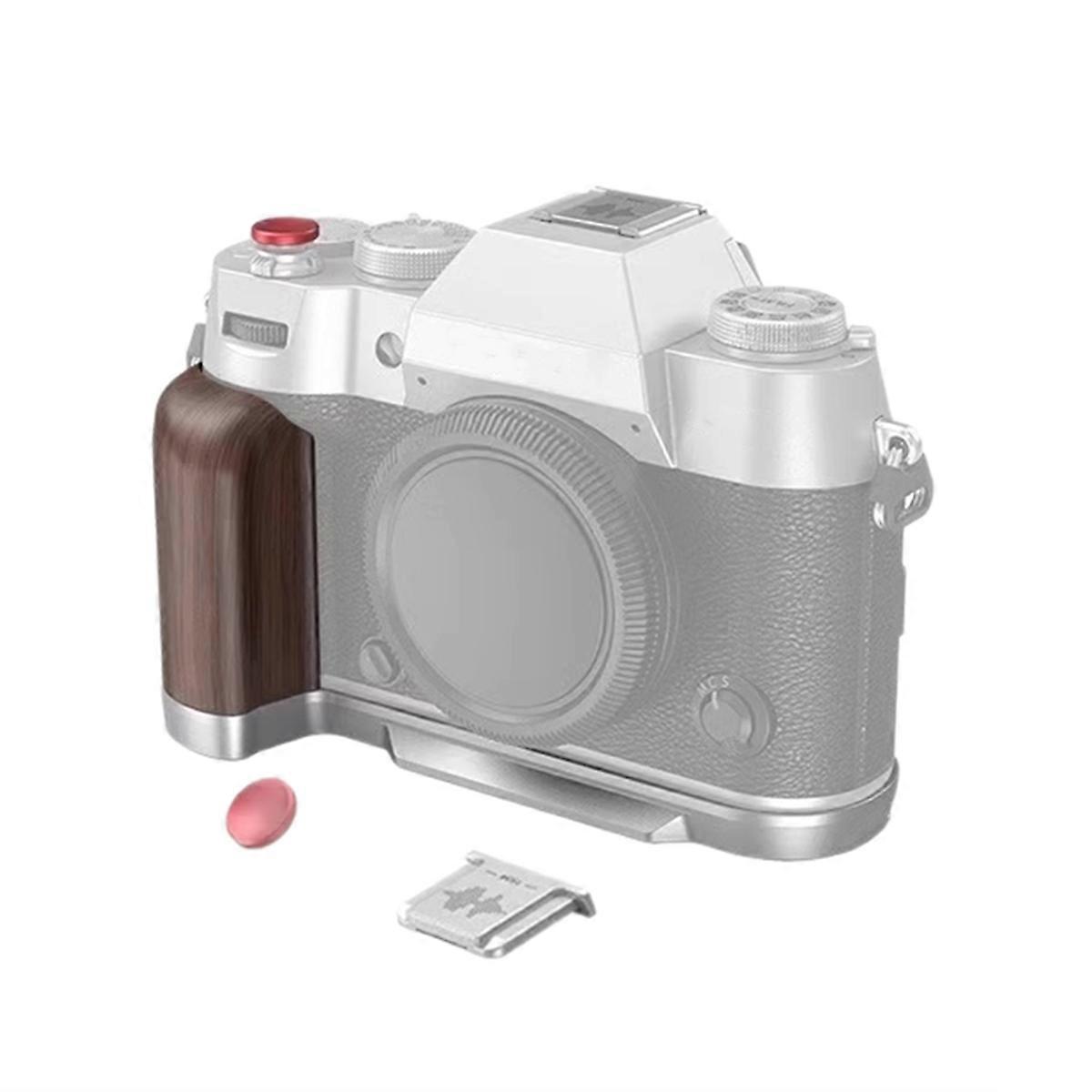 Wood Ebony Walnut Camera Anti-Slip Finger Hand Grip Base Holder L Plate Mount for X-T50 P ography Silver